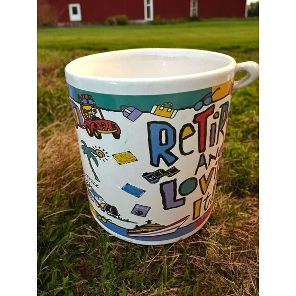 Vintage Coffee Mug Retired and Loving It Bright Humor 1995 Trisar Retirement - Picture 2 of 9